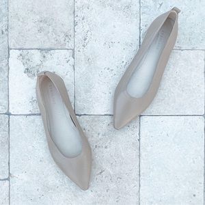 Everlane The 40 Hour Leather Pointed Flat Taupe 8